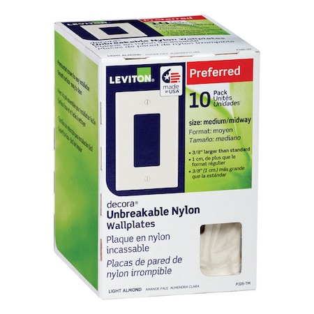 Leviton Leviton Decora Almond 1 gang Thermoplastic Nylon Decorator Wall Plate 10 pk PJ26-TM